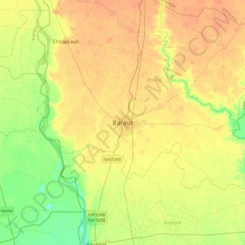 Carte topographique Baraut, altitude, relief