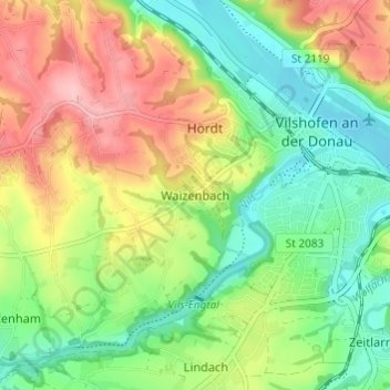 Carte topographique Waizenbach, altitude, relief
