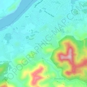 Carte topographique Khouathineung, altitude, relief