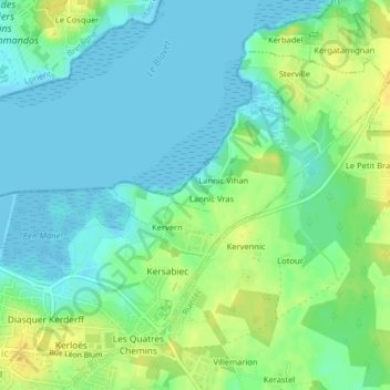 Carte topographique Champ de la Rade, altitude, relief