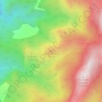 Carte topographique Los Arenales, altitude, relief
