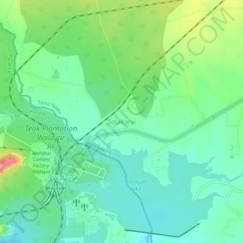Carte topographique Solakarai, altitude, relief
