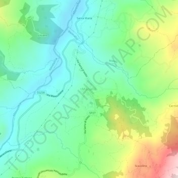 Carte topographique Maciano, altitude, relief