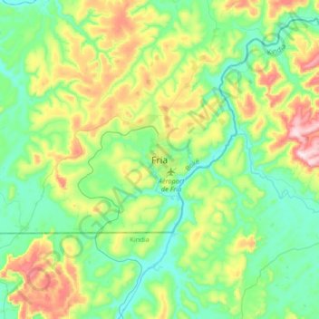 Carte topographique Fria, altitude, relief