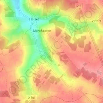 Carte topographique Le Moncet, altitude, relief