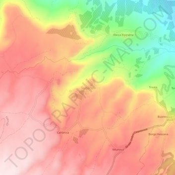 Carte topographique Sugano, altitude, relief