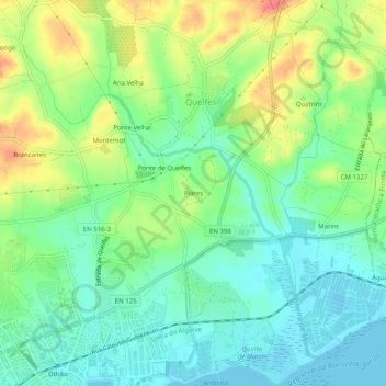 Carte topographique Piares, altitude, relief