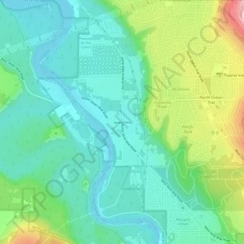 Carte topographique Seven Mile, altitude, relief
