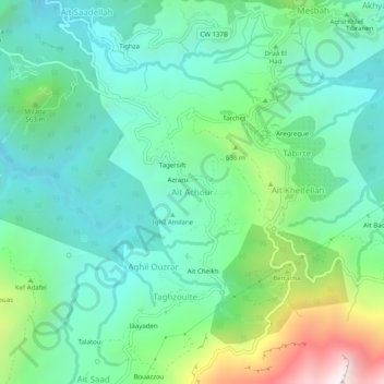Carte topographique Aït Achour, altitude, relief