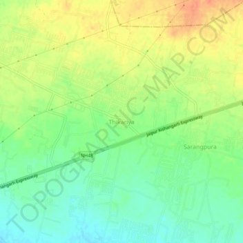 Carte topographique Thikariya, altitude, relief