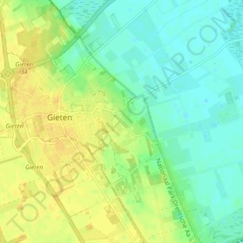 Carte topographique Bonnen, altitude, relief