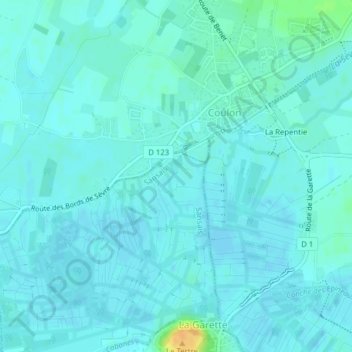 Carte topographique L'Herbe Douce, altitude, relief
