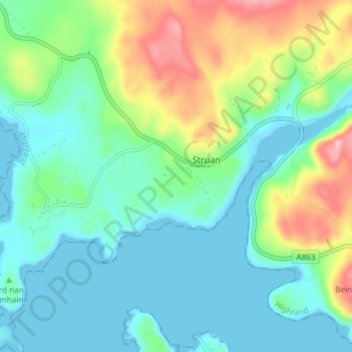 Carte topographique Struanmor, altitude, relief