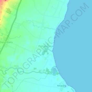 Carte topographique Pringgabaya, altitude, relief