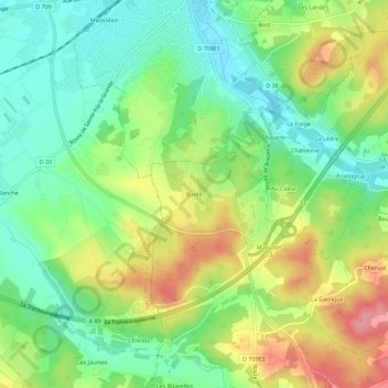 Carte topographique Burée, altitude, relief