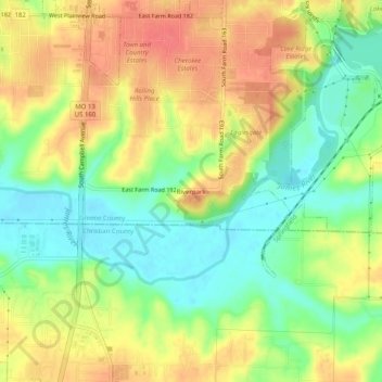 Carte topographique Riverpark, altitude, relief