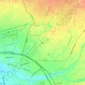 Carte topographique Malir, altitude, relief