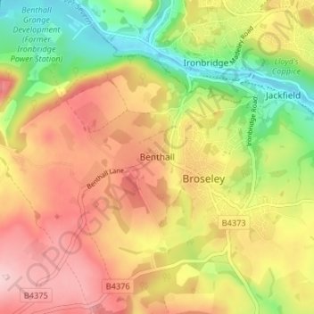 Carte topographique Benthall, altitude, relief