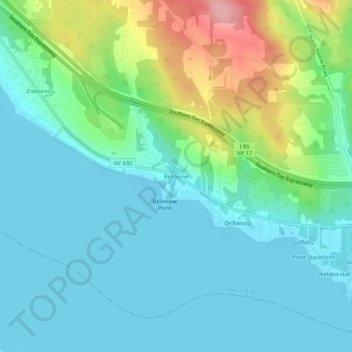 Carte topographique Belleview, altitude, relief