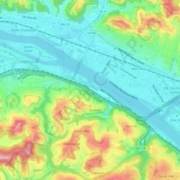 Carte topographique Elk, altitude, relief