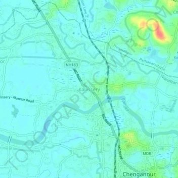 Carte topographique Kallissery, altitude, relief