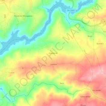 Carte topographique Espadanal, altitude, relief
