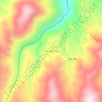 Carte topographique Cuticsa Grande, altitude, relief