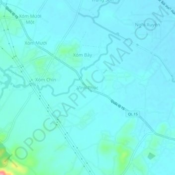 Carte topographique Vĩnh Phúc, altitude, relief