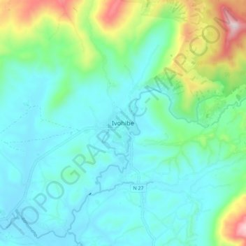 Carte topographique Ivohibe, altitude, relief
