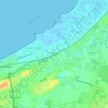 Carte topographique Cité Belkacem Tounsi, altitude, relief