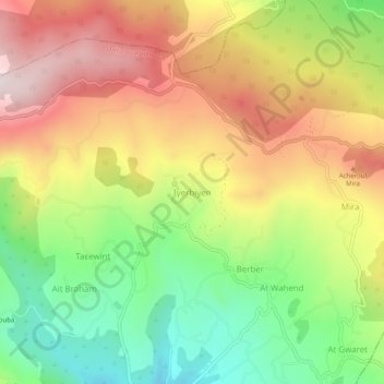 Carte topographique Igherbiyen, altitude, relief