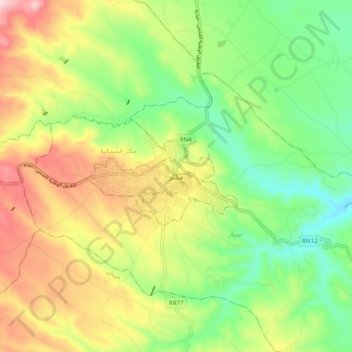 Carte topographique Makthar, altitude, relief