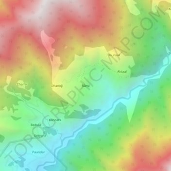 Carte topographique Rānsi, altitude, relief