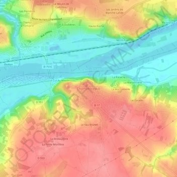 Carte topographique Champtoceaux, altitude, relief