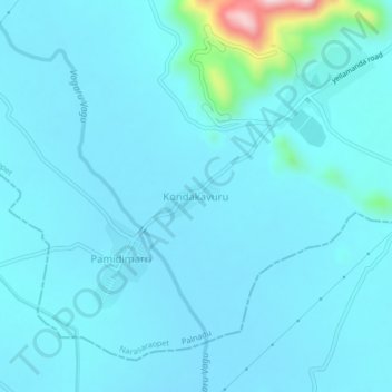 Carte topographique Kondakavuru, altitude, relief