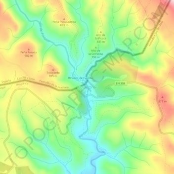 Carte topographique Rio de Onor, altitude, relief