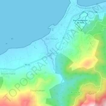 Carte topographique Bourchaid, altitude, relief