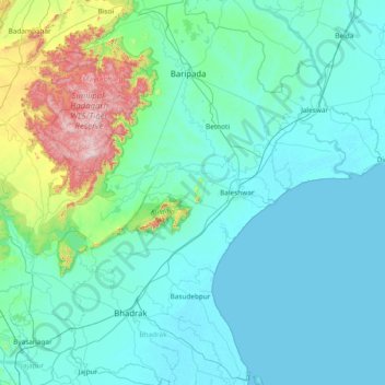 Carte topographique Bāleshwar, altitude, relief