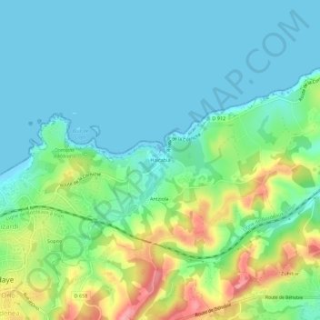 Carte topographique Haïcabia, altitude, relief