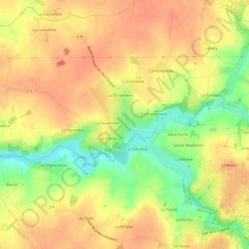 Carte topographique Les Ajonnets, altitude, relief