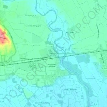 Carte topographique Mariotto, altitude, relief