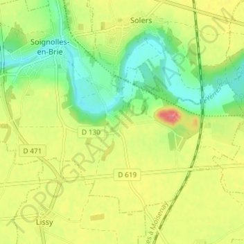 Carte topographique Barneau, altitude, relief