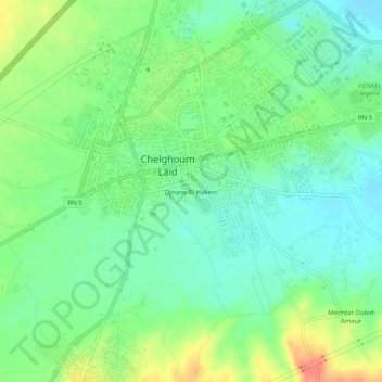 Carte topographique Djnane El Hakem, altitude, relief