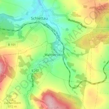 Carte topographique Walthersdorf, altitude, relief