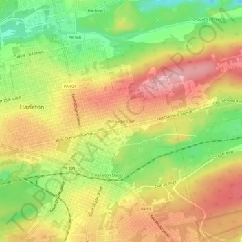 Carte topographique Old Sugar Loaf, altitude, relief