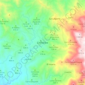 Carte topographique Comalapa, altitude, relief