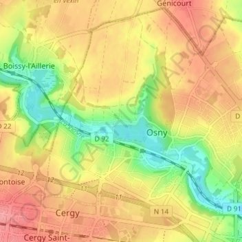 Carte topographique Immarmont, altitude, relief