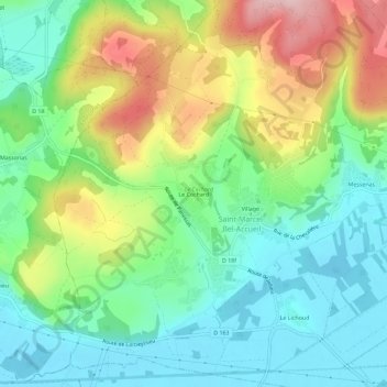 Carte topographique Le Cochard, altitude, relief