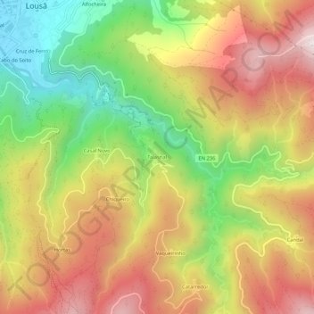 Carte topographique Talasnal, altitude, relief