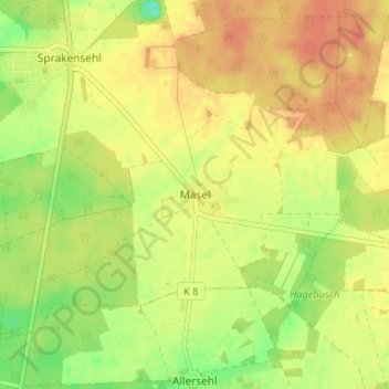 Carte topographique Masel, altitude, relief